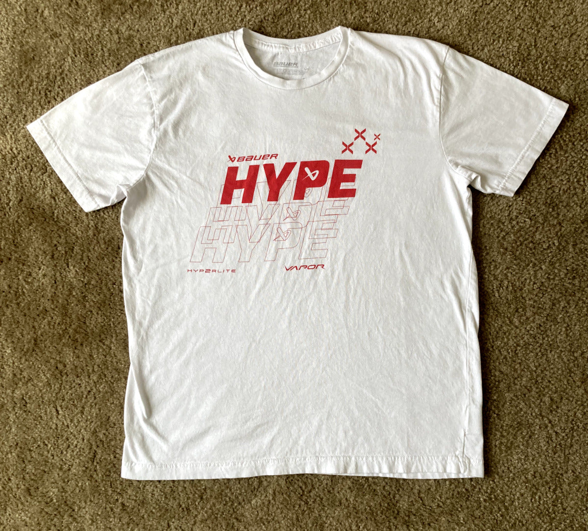 S24 BAUER HYPE SHIRT - WHITE/RED